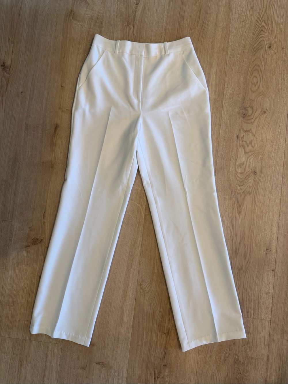 Women’s A.L.C Ivory Wide-Leg Trouser Pants Size 10 High Rise Pleated Front